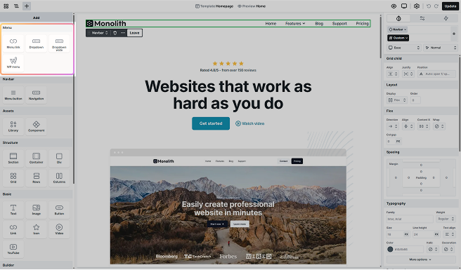 Add panel in Mosaic showing a dedicated section for related elements after entering the scope of a complex element like a Form.