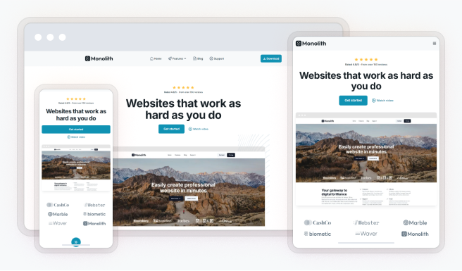 Mosaic showing the same layout displayed across different screen sizes using breakpoints for responsive design