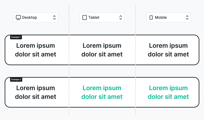 Example in Mosaic editor illustrating style inheritance across breakpoints