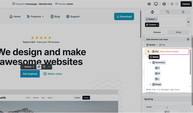 Class creation field in Mosaic highlighted