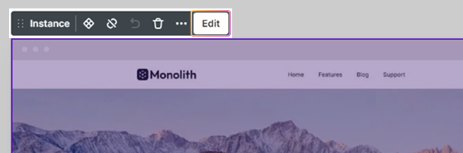 Edit button highlighted on the active element’s toolbar in Mosaic