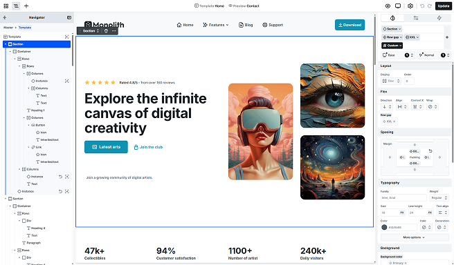Mosaic's Editor interface