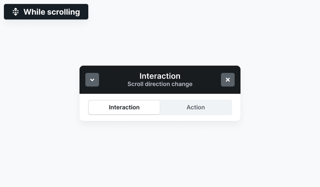 Mosaic Interactions panel showing While scrolling for animations that update continuously based on scroll progress