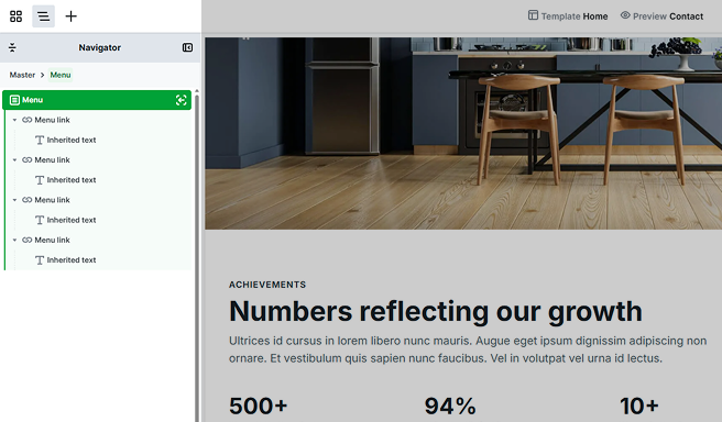 Menu structure revealed in Mosaic’s Navigator panel after entering its scope