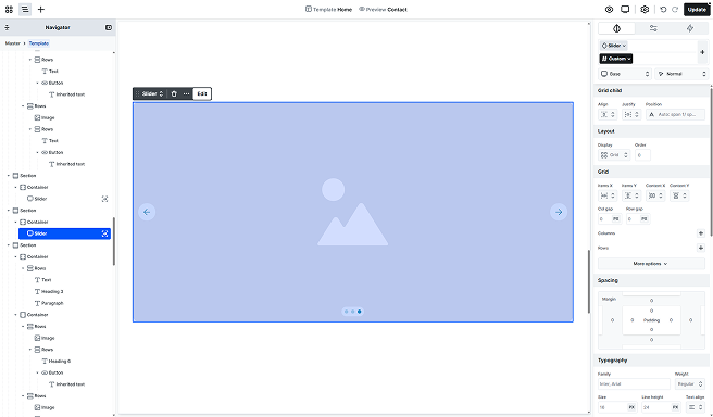 Slider elements displayed on the Mosaic Canvas