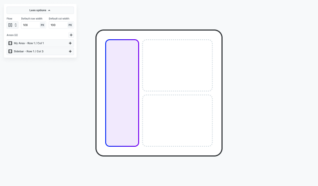 Mosaic grid advanced settings panel expanded with More options for precise layout control