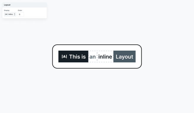 Inline element layout setting in Mosaic’s Style tab with visual representation of horizontally flowing elements sized by their content