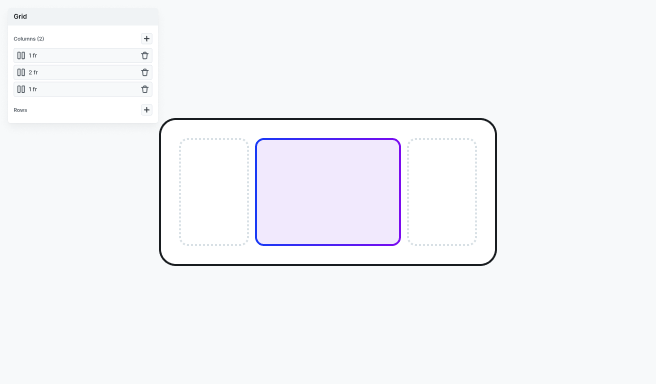 Grid layout with three columns sized 1fr, 2fr, and 1fr