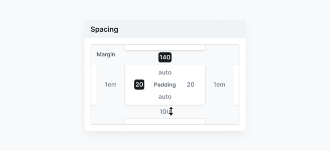 Margin and Padding controls highlighted in Mosaic’s Style tab, showing interface for adjusting element spacing visually