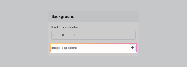 Image & Gradient section in Mosaic’s background settings with the plus button highlighted