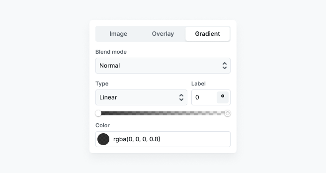 Gradient tab open in Mosaic’s Style panel, displaying controls to customize gradient for background styling