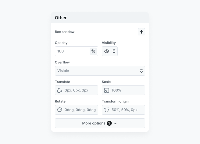 Other section in Mosaic’s Style tab displaying advanced appearance settings