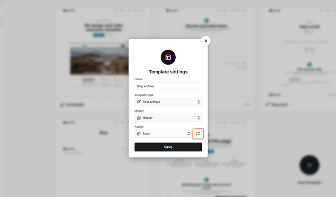 Conditions icon highlighted in Mosaic’s template creation settings