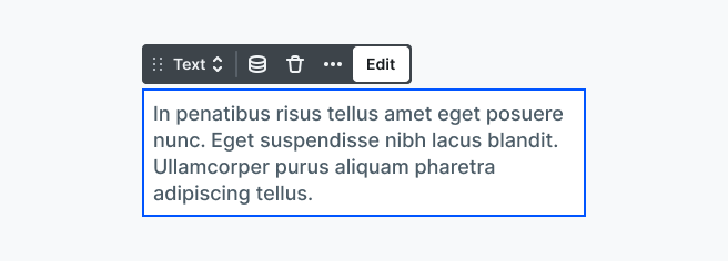 Text element displayed on the Mosaic canvas, used for adding and styling written content within a layout