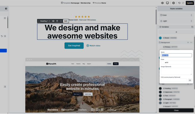 Variable editing popup in Mosaic allowing users to modify a variable’s settings