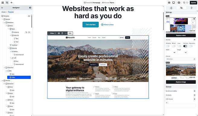 Mosaic Video element displaying a self-hosted video