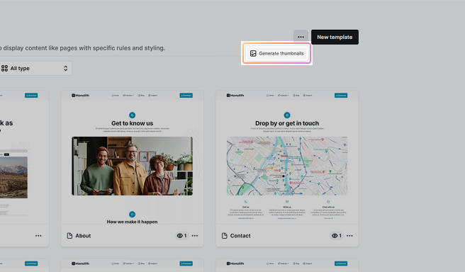 Mosaic interface showing the option to Generate thumbnails