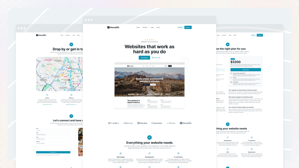 Preview of Mosaic’s Agency page kit for WordPress