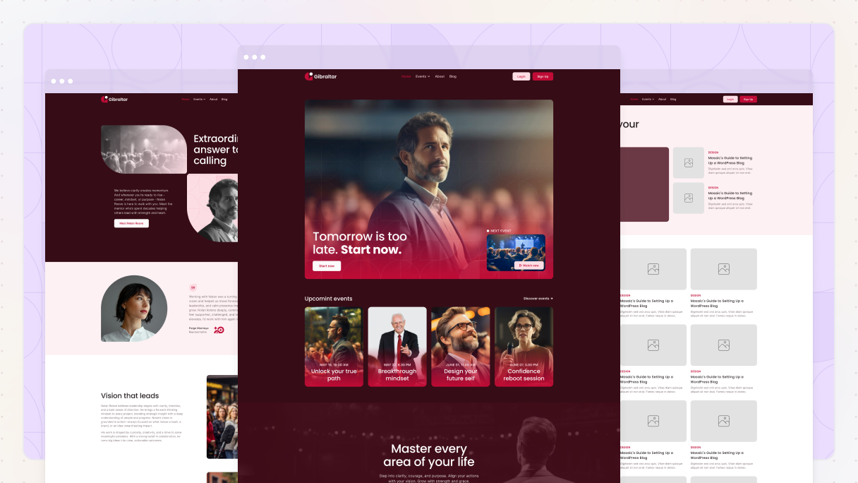 Preview of Mosaic's Life coach page kit for WordPress