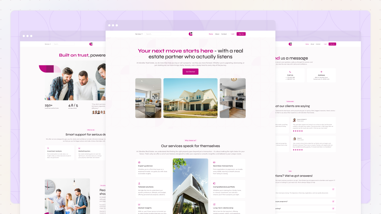 Preview of Mosaic's Real estate page kit for WordPress