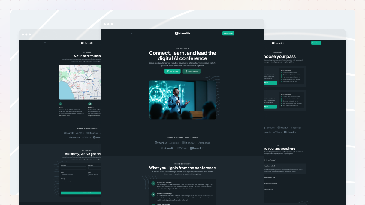 Preview of Mosaic's Conference page kit for WordPress