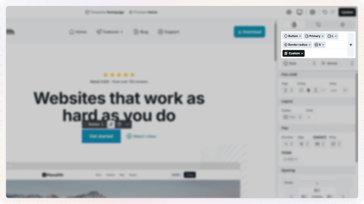 Mosaic’s editor highlighting the class list of the selected element, showing their order of precedence