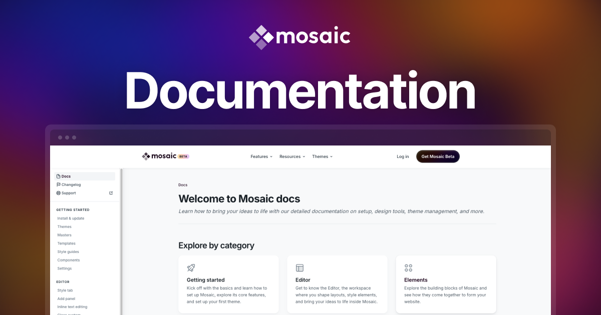 Mosaic Docs – Complete WordPress Theme Builder Documentation
