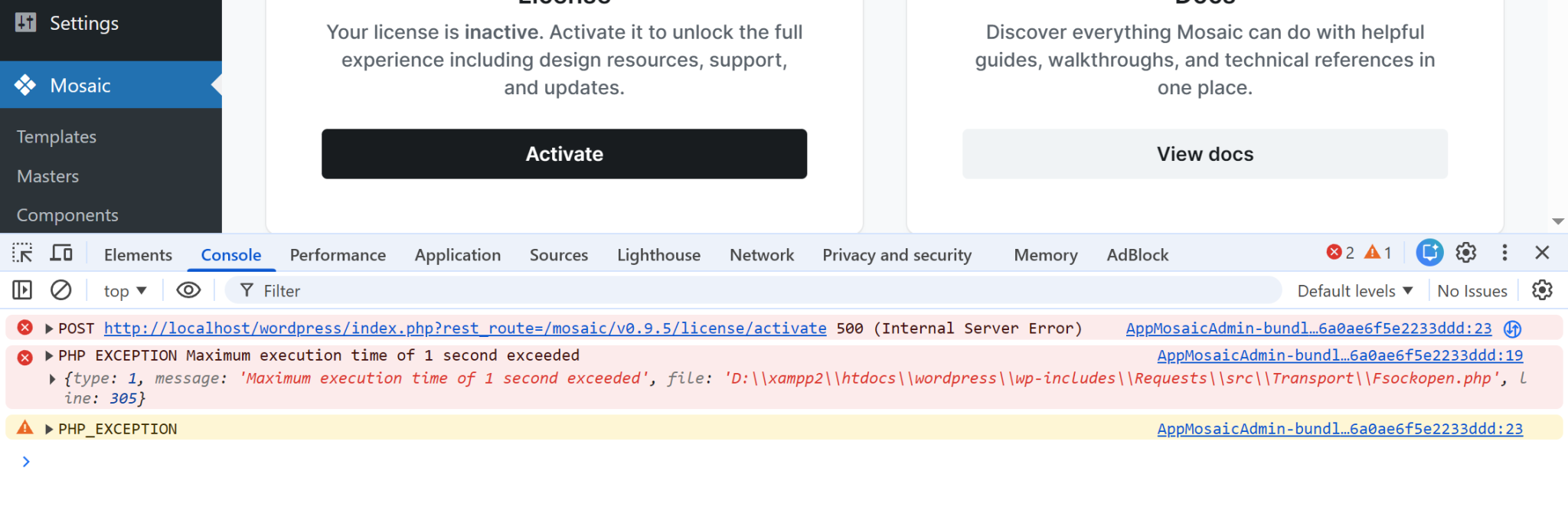 Console debugging - Troubleshooting - Docs - Mosaic