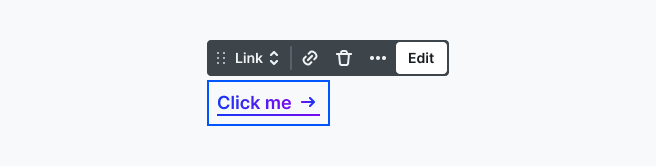 Link element shown on the Mosaic canvas, used to create navigational hyperlinks within the webpage layout