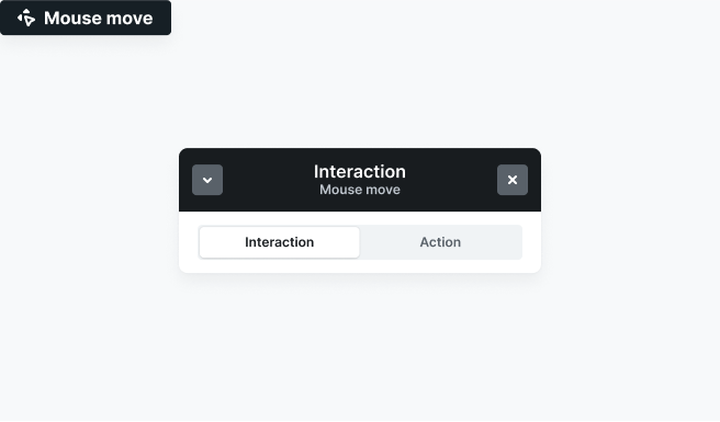 Mosaic Interactions panel showing Mouse move settings for animating elements in response to the user’s cursor movement